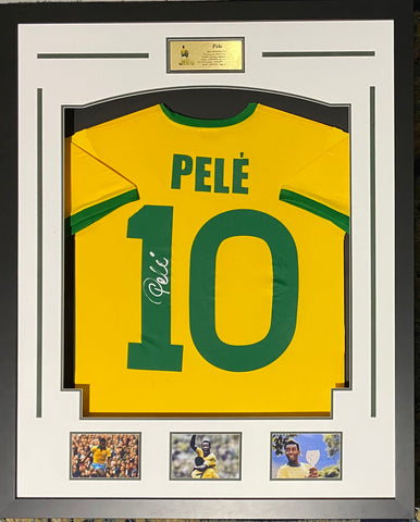 Pele Personally Signed Brazil Jersey, Framed