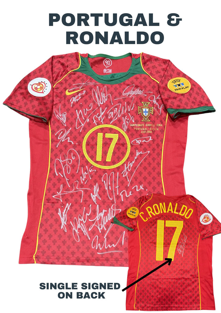 Portugal 2004 Euro Team Signed Ronaldo Jersey, #17 Cristiano Ronaldo Single Signed on the Back. 1 Only.