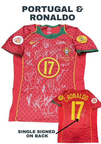 Portugal 2004 Euro Team Signed Ronaldo Jersey, #17 Cristiano Ronaldo Single Signed on the Back. 1 Only.