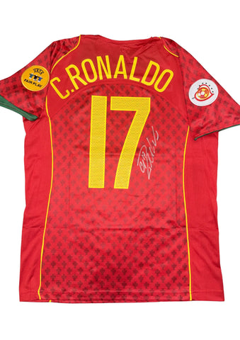 Portugal 2004 Euro Team Signed Ronaldo Jersey, #17 Cristiano Ronaldo Single Signed on the Back. 1 Only.
