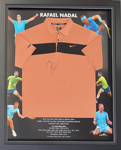 Rafael Nadal Personally Signed Nike Shirt – Grand Slam Tribute Framed Display