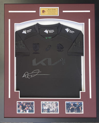 Reece Walsh Personally Signed Brisbane Broncos Jersey, Framed