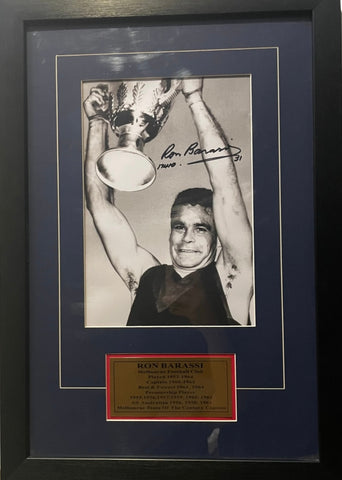 Ron Barassi Signed Photograph and Tribute, Framed