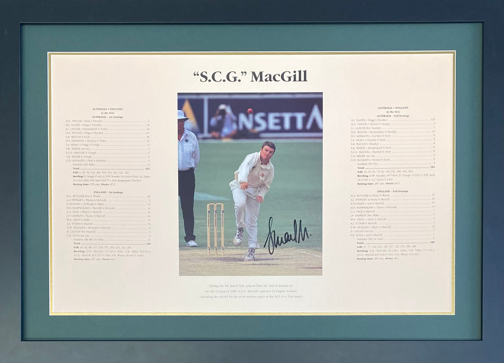 'S.C.G. MacGill' - Stuart MacGill Personally Signed and Framed Print