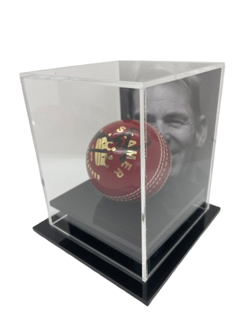 Shane Warne Personally Signed Cricket Ball in Display Cube