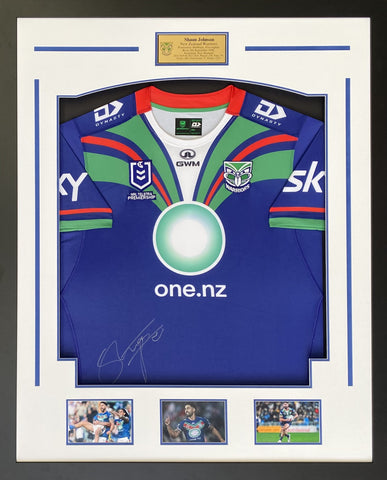 Shaun Johnson Personally Signed New Zealand Warriors Jersey, Framed