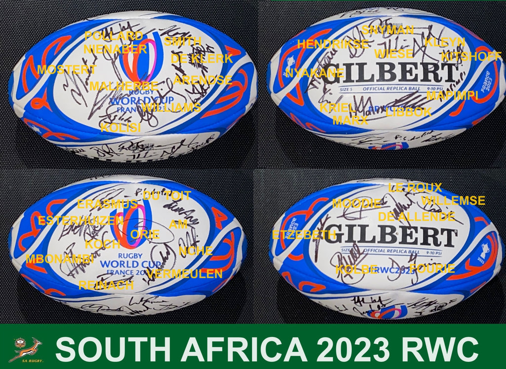 South Africa Springboks 2023 RWC Champions Team Signed Ball with Perspex Case and Plaque