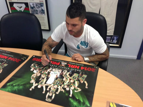 Adam Reynolds Personally Signed 2014 South Sydney Rabbitohs Premiership Celebration Print – Framed