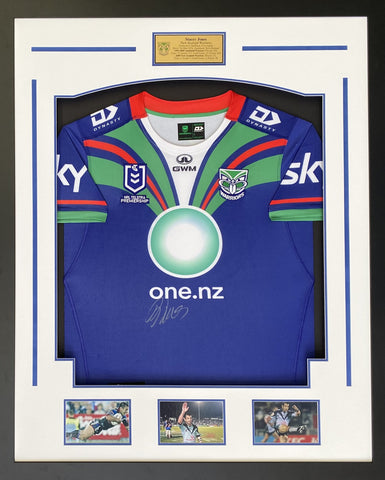 Stacey Jones Personally Signed New Zealand Warriors Jersey, Framed