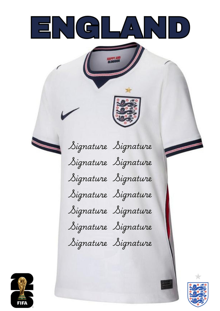England 2026 FIFA World Cup Team Signed Jersey PRE ORDER