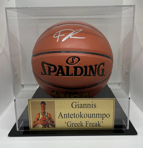 Giannis Antetokounmpo 'Greek Freak' Personally Signed Basketball with Display Case