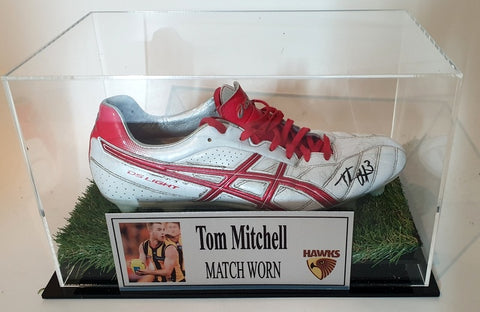 Tom Mitchell MATCH WORN Football Boot, Hawthorn Hawks, Personally Signed