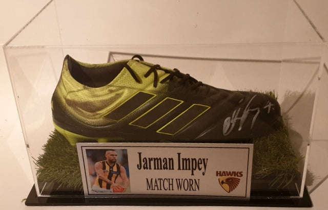 Jarman Impey MATCH WORN Football Boot, Hawthorn Hawks, Personally Signed