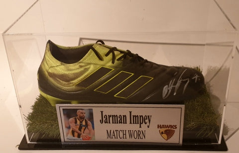 Jarman Impey MATCH WORN Football Boot, Hawthorn Hawks, Personally Signed