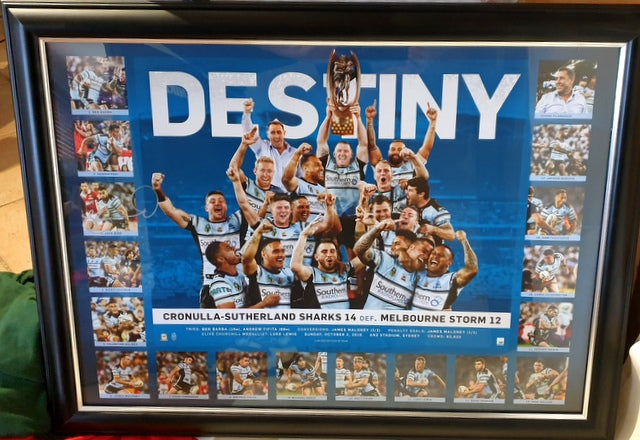 Cronulla Sharks 2016 Premiers "Destiny" Personally Signed by Jack Bird, Framed