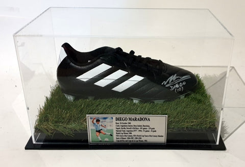 Diego Maradona Personally Signed Boot with Display Case