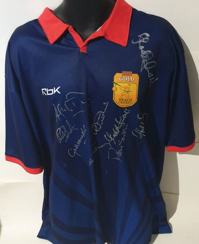 England Beach Cricket Shirt Personally Signed by Legends