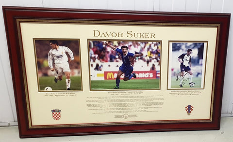 Davor Suker Croatia Personally Signed Career Tribute, Framed