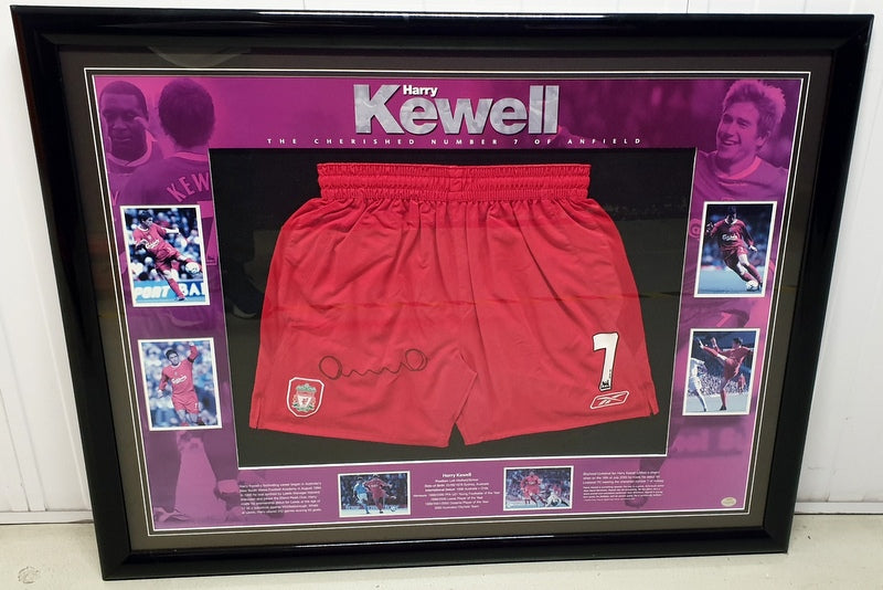 Harry Kewell, Liverpool FC, Personally Signed Liverpool Shorts, Framed