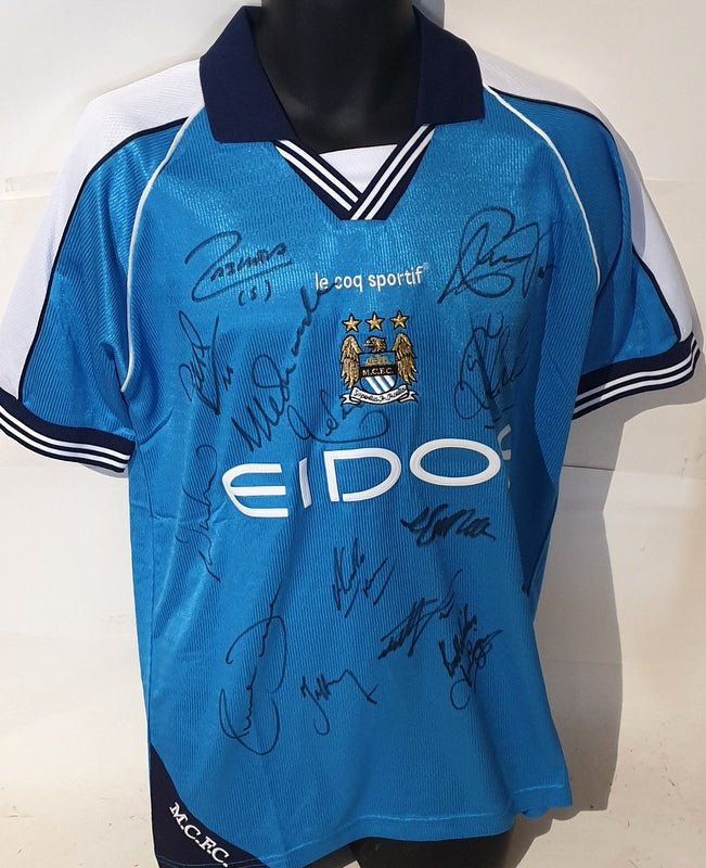 Manchester City "The Legends" Personally Signed Jersey - Hart, Kidd, Aguero