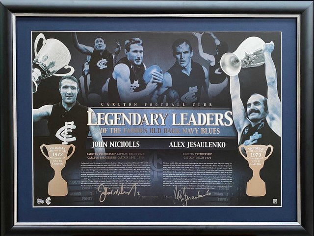 Carlton "Legendary Leaders" Personally signed by John Nicholls and Alex Jesaulenko, Framed