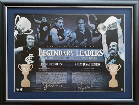 Carlton "Legendary Leaders" Personally signed by John Nicholls and Alex Jesaulenko, Framed