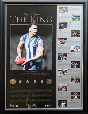 Wayne Carey "The King" Personally Signed Lithograph, Framed, North Melbourne Kangaroos