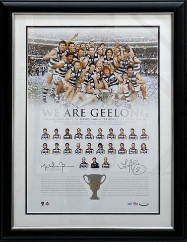 Geelong Cats 2009 Premiers Captain and Coach Personally Signed Lithograph, Framed