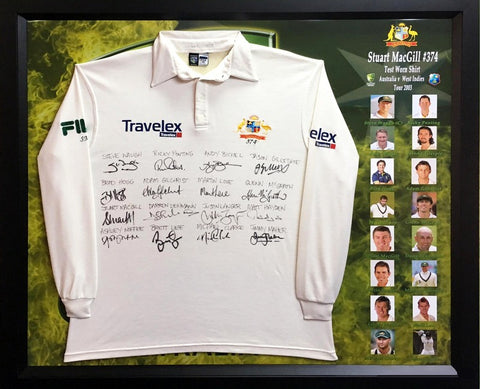 Stuart MacGill 2003 West Indies Tour Test-Worn Shirt, Team Signed