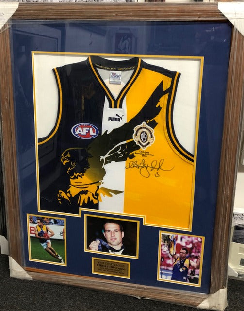 Chris Judd, West Coast Eagles, Brownlow Medallist, Personally Signed Career Tribute Jersey, Framed