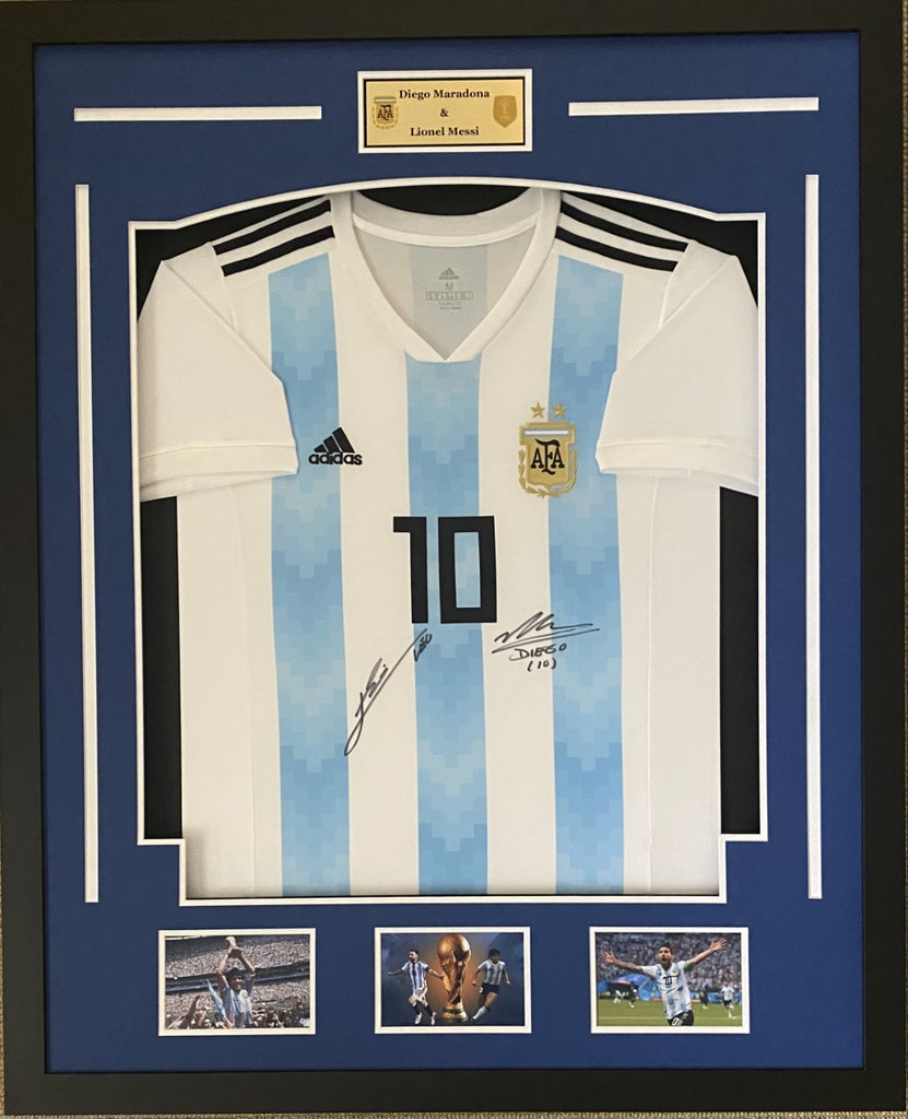 Diego Maradona and Lionel Messi Personally Signed Argentina Jersey