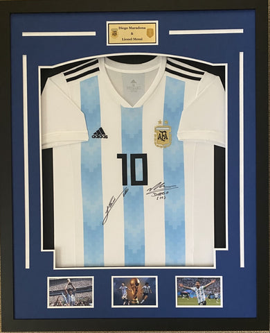 Diego Maradona and Lionel Messi Personally Signed Argentina Jersey