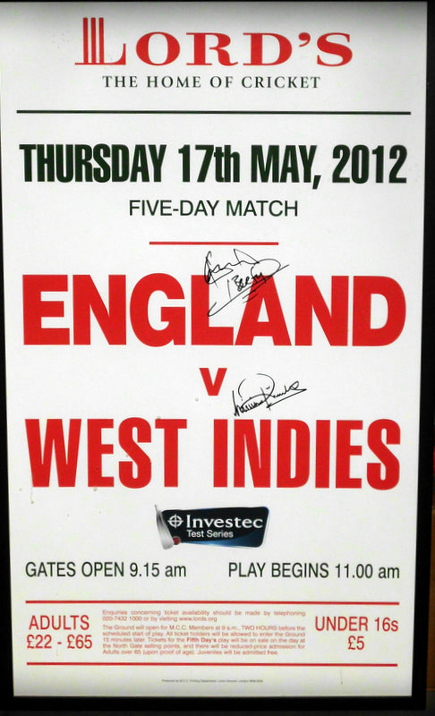 Viv Richards and Ian Botham Personally Signed Lords "Match Day" Sign