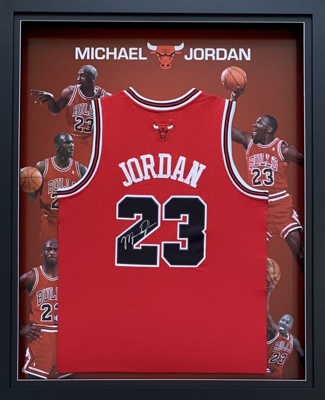 signed framed michael jordan jersey