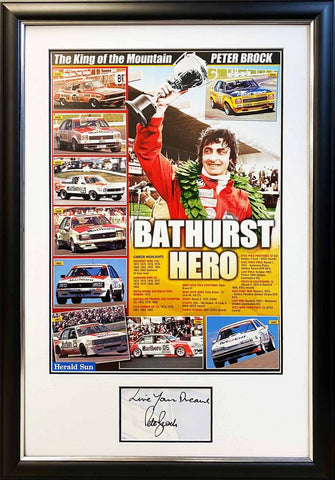 Peter Brock "Bathurst Hero" Personally Signed and Inscribed Original Poster, Framed