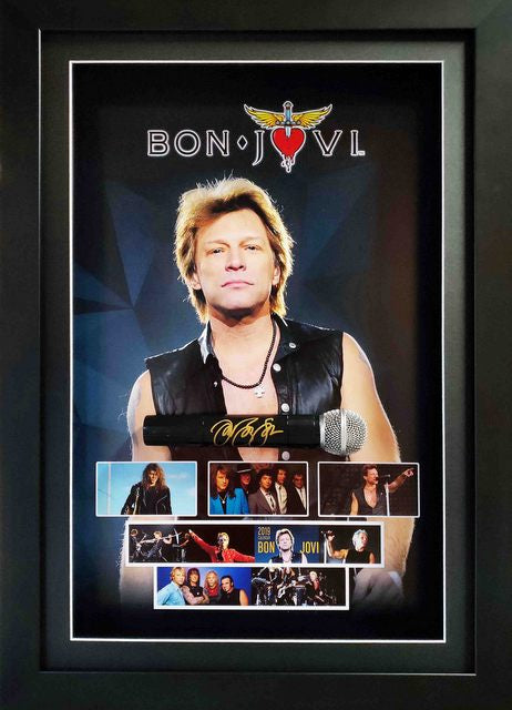Jon Bon Jovi Personally Signed Deluxe Microphone Display, Framed or Unframed Available