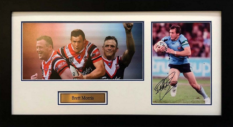 Brett Morris, Sydney Roosters, Personally Signed "Career Tribute" V1, Framed