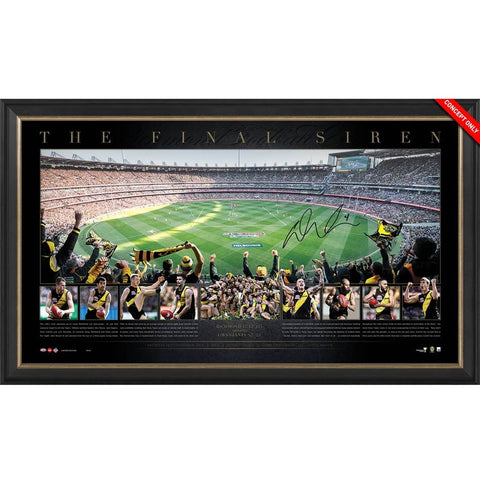 Richmond 2019 AFL Premiers Personally Signed Dustin Martin Panoramic Frame "THE FINAL SIREN"