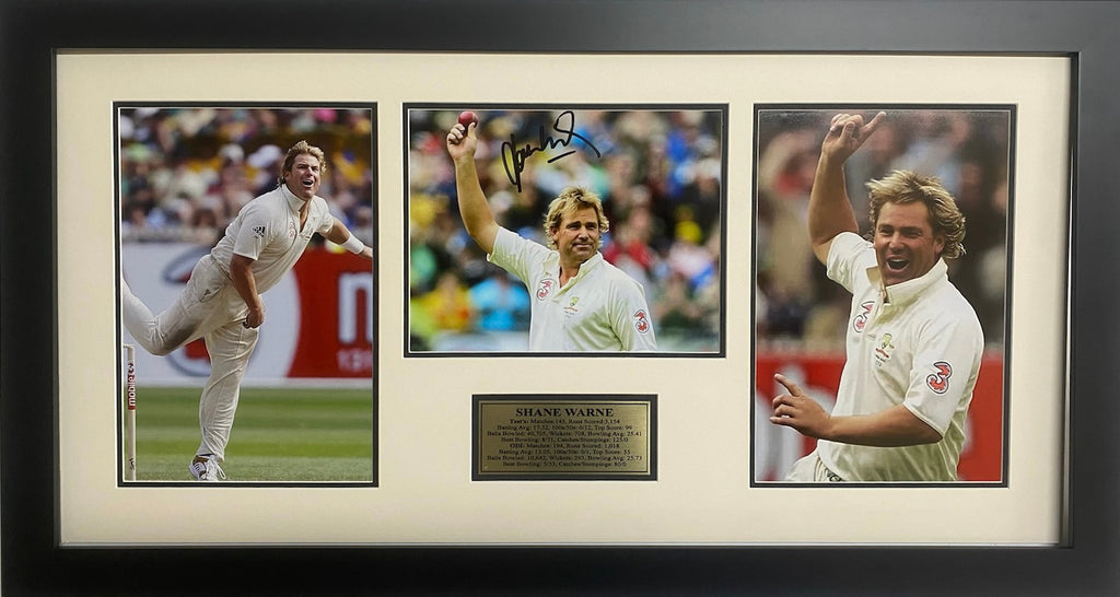 Shane Warne 700th Wicket Celebration, Personally Signed, Framed