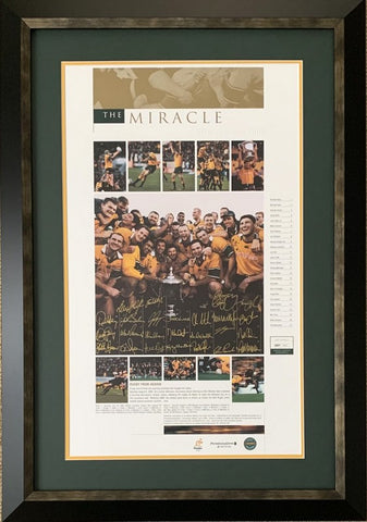 The Miracle - Bledisloe Cup 2000 - Personally Signed by 25 Wallabies, Framed