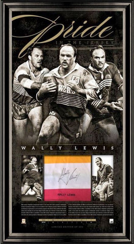 Wally Lewis "Pride In The Jersey" Personally Signed Jersey Swatch and Career Tribute, Framed