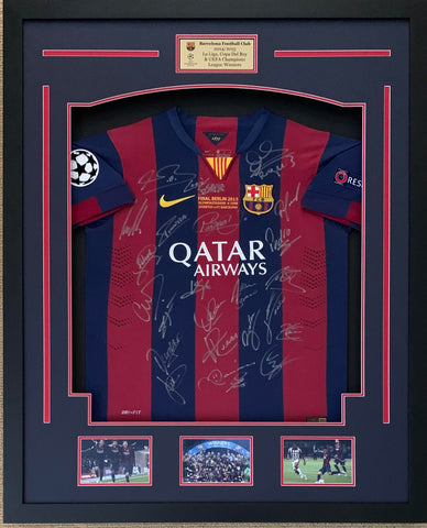 Barcelona Team Signed 2015 Jersey "Treble Winners", Including Neymar and Messi, Suarez