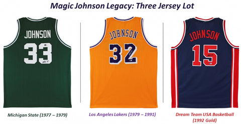 Set of 3 Magic Johnson Signed Jerseys (Beckett) Cheap!