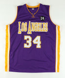 Shaquille O'Neal Signed Jersey (Beckett) "Shaq' Purple Lakers Away Jersey