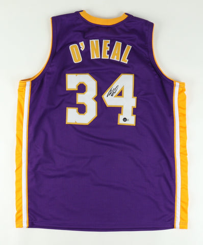 Shaquille O'Neal Signed Jersey (Beckett) "Shaq' Purple Lakers Away Jersey